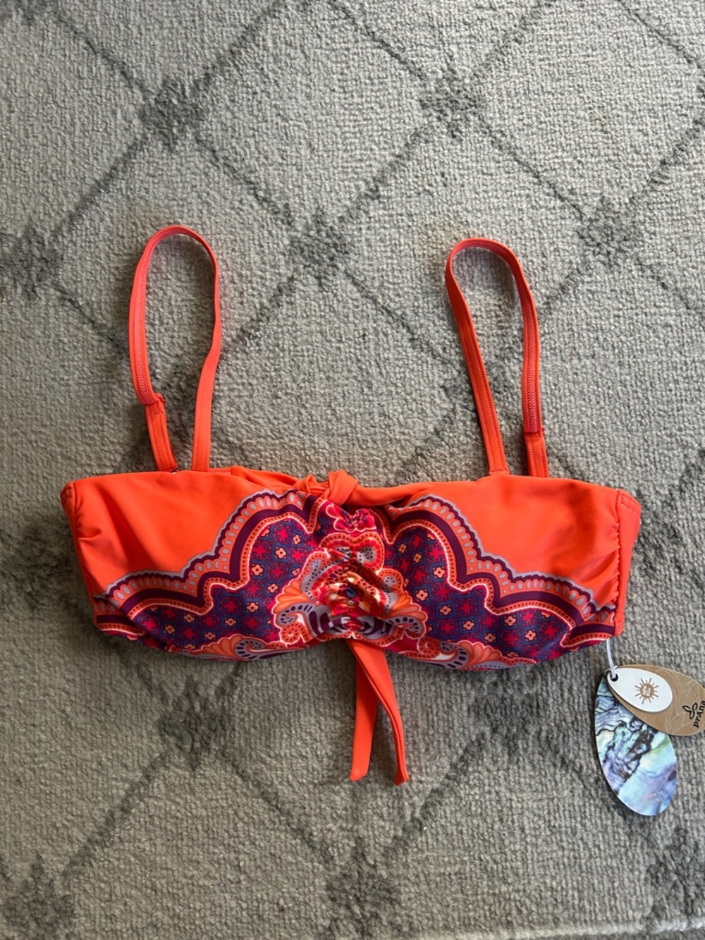 Prana Cosima Orange Bandeau Bikini Top NWT